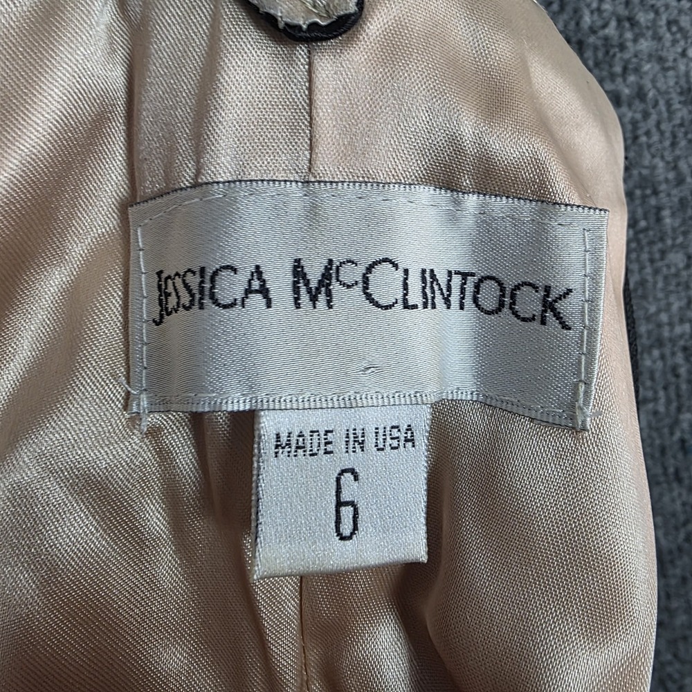 Vintage Y2K Jessica McClintock Dress SZ 6 Black Lace Corset Whimsigoth Milkmaid - Picture 7 of 9